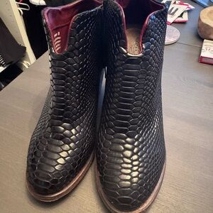 Freebird Black Textured Ankle Booties